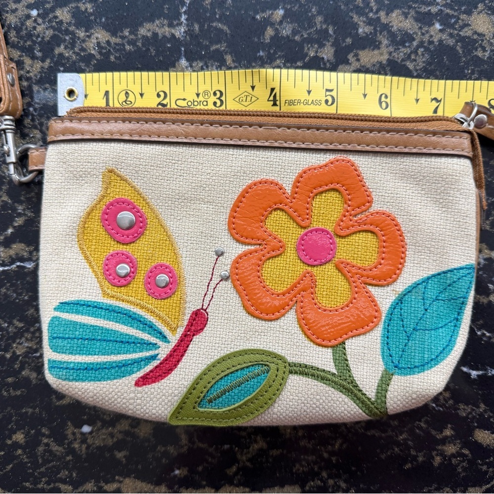 Relic Beige Wristlet with Colorful Butterfly and Flower - Picture 3 of 5